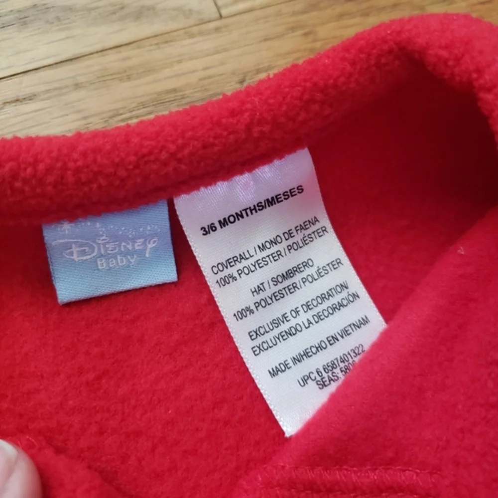 Red fleece mickey mouse Disney‎ sleeper 3/6m